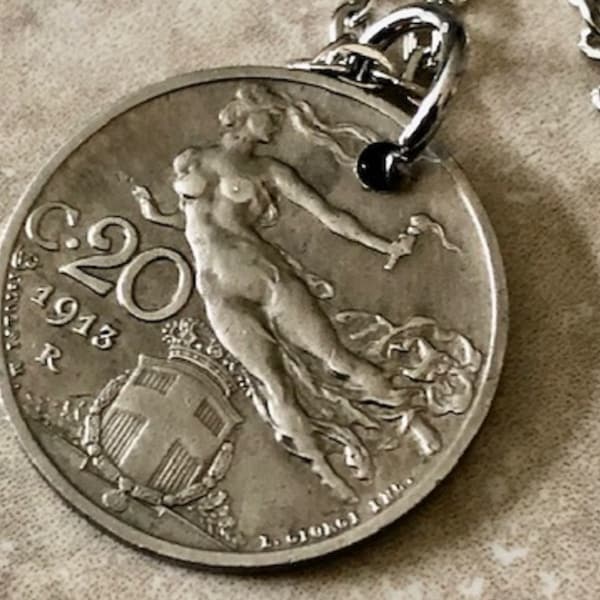 Italy Old Coin Pendant Italian 20 Lira Necklace Custom Made Charm Gift For Friend Coin Charm Gift For Him, Her, Coin Collector, World Coins