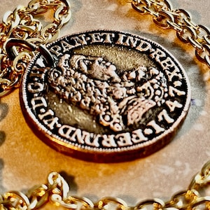 Spanish Gold Replica Doubloon Coin Necklace, Pendant, Token, Not Real Gold, Pirate Treasure, Jewelry Charm For Him Her World Coin Collector