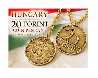 Hungary 20 Forint Coin Necklace Charm Handmade Hungarian Pendant Gift For Him Her World Coin Jewelry Coin Collector