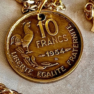 France Coin Pendant French 10 Necklace Handmade Custom Made Charm Gift For Friend Coin Charm Gift For Him, Her, Coin Collector, World Coins