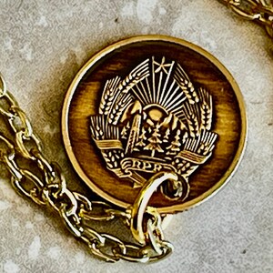 Romania Coin Pendant 5 Bani Handmade Custom Made Charm Gift For Friend Coin Charm Gift For Him, Coin Collector, World Coins