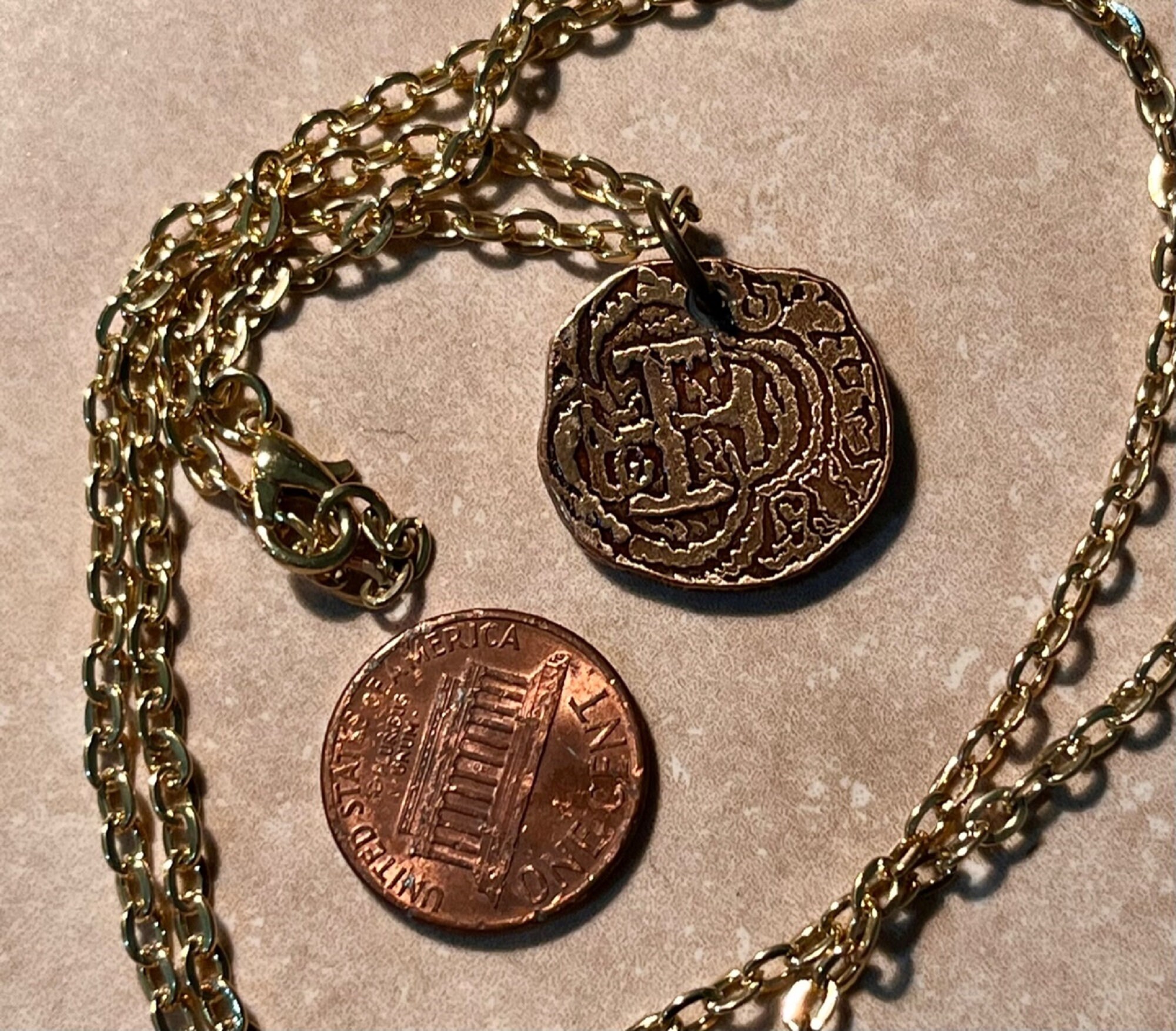 Spanish Gold Replica Doubloon Coin Necklace Token Pendant