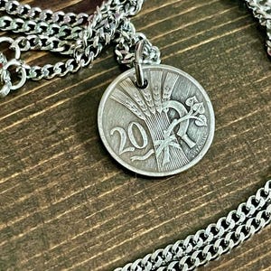 Czechoslovakia Coin Pendant – 20 Haleru Necklace | Vintage Czech Jewelry | Handmade Historical Gift | Bohemian Coin Charm
