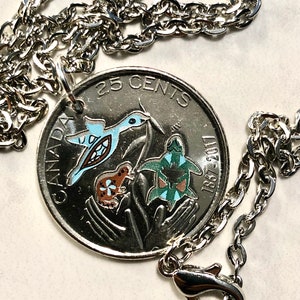 Canadian Quarter Necklace Pendant Canada 2017  25 Turtles Custom Made Vintage and Rare coins - Coin Jewelry Handmade