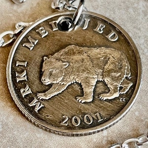Croatia Coin Pendant 5 Kuna Croatian Bear Personal Necklace Old Vintage Handmade Jewelry Gift Friend Charm For Him Her World Coin Collector