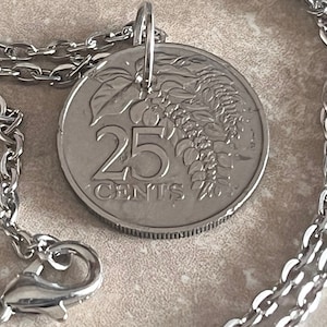 Trinidad and Tobago Coin Necklace 25 Cents Pendant Personal Vintage Handmade Jewelry Gift Friend Charm For Him Her World Coin Collector