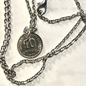 Indonesia Coin Necklace 10 Rupiah Coin Pendant Vintage Custom Made Rare coins - Coin Enthusiast Fashion Accessory