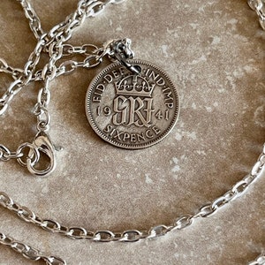 Britain Coin Necklace | Silver Sixpence Pendant | Vintage UK Jewelry | Handmade British Necklace | Old World Coin Collector Charm