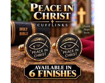 Peace in Christ Cufflinks, Christian Fish Cuff Links, Religious Gift for Him, Christian Jewelry