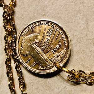 Spain Coin Necklace Spanish 5 PTAS Pendant Vintage Rare Coins  Coin Enthusiast Fashion Accessory Handmade