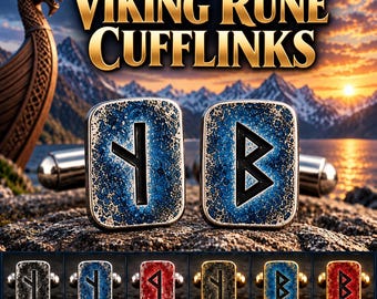 Viking Rune Cufflinks, Choose 2 Runes, Mix & Match Norse Symbols, Personalized Viking Gift for Him, Nordic Cuff Links