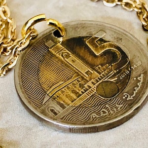 Saudi Arabia Coin Necklace 5 Riyal Coin Personal Necklace Old Vintage Handmade Jewelry Gift Friend Charm For Him Her World Coin Collector