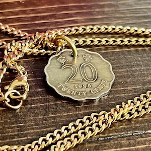 Hong Kong 20 Cents Coin Pendant • Vintage Chinese Necklace  Custom Made Rare Coin Jewelry  Feng Shui Gift • Coin Collector Fashion Accessory
