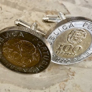 Portugal Coin Cuff Links Portuguese 100 Escudos Personal Cufflinks Handmade Jewelry Gift Friend Charm For Him Her World Coin Collector