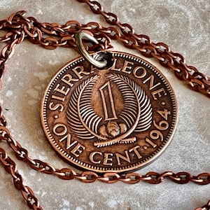 Sierra Leone Münze Anhänger African 1 Cent persönliche Halskette alte Vintage handgemachte Schmuck Geschenk Freund Charme für ihn ihre Welt Münzsammler