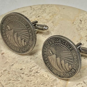 Nicaragua Münze Manschettenknöpfe Nicaragua Centavos Benutzerdefinierte persönliche Vintage handgemachte Schmuck Geschenk Freund Charme für ihn ihre Welt Münzsammler