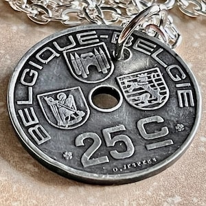 Belgium Coin Necklace Belgian 25 Cents Pendant Handmade Custom Coin For Gift For Friend Coin Gift For Him, Coin Collector, World Coins