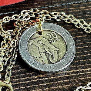 Kenya Coin Pendant Kenyan 20 Shilling Personal Necklace Old Vintage Handmade Jewelry Gift Friend Charm For Him Her World Coin Collector