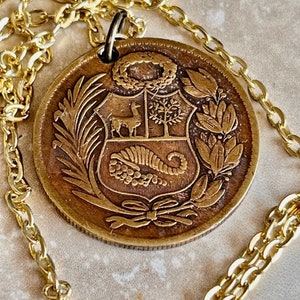 Peru Coin Pendant Peruvian UN SOL De Oro Personal Necklace Old Vintage Handmade Jewelry Gift Friend Charm For Him Her World Coin Collector