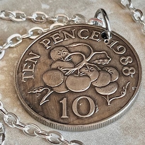 Guernsey Coin Necklace 10 Pence Pendant Handmade Custom Made Charm Gift For Friend Coin Charm Gift For Him Her, Coin Collector, World Coins