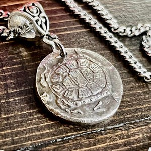 Ancient Greek Turtle Coin Necklace – Tortoise Pendant of Patience and Strength – Mythical Animal Jewelry – Antique Replica Gift Replica