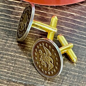 American Eagle Manchetknopen Handgemaakte sieraden Manchetknopen Cadeau Vriend Bedel Voor Hem Her World Coin Collector