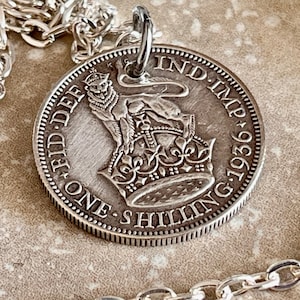 England Silver Coin Necklace – One Shilling Pendant – Handmade Custom Charm – Gift for Him or Friend – Coin Collector Jewelry