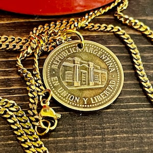 Argentina Coin Necklace Libertad Argentinian 50 Centavos Del Rio Personal Handmade Jewelry Gift Friend Charm Him Her World Coin Collector