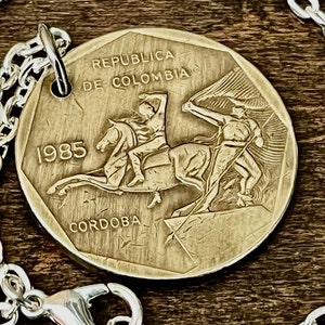 Colombia Coin Pendant Columbian Necklace Custom Made Jewelry Coin Charm Gift For Friend Charm Gift For Him Her Coin Collector World Coins