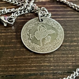 Turkey Pendant Necklace | Vintage Ottoman Tughra Jewelry | Handmade Turkish Pendant Gift for Him or Her | Unique Middle East Keepsake