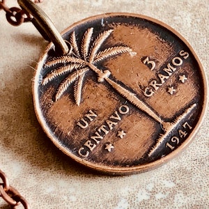 Dominican Republic Coin Necklace 1 Centavos Pendant Personal Vintage Handmade Jewelry Gift Friend Charm For Him Her World Coin Collector