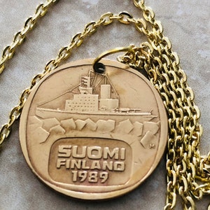 Finland Coin Necklace 5 Finnish Markkaa Suomi Pendant Vintage Rare Jewelry Coins Coin Enthusiast Fashion Accessory Handmade