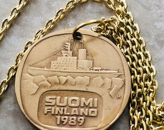 Finland Coin Necklace 5 Finnish Markkaa Suomi Pendant Vintage Rare Jewelry Coins Coin Enthusiast Fashion Accessory Handmade