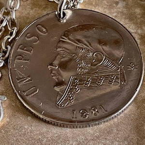 Mexico Coin Pendant One Peso Mexican Necklace Handmade Custom For Gift For Friend Coin Gift For Him, Coin Collector, World Coins