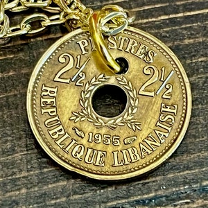 Lebanon Coin Necklace Lebanese Republic 2 1/2 Piastres Personal Vintage Handmade Jewelry Gift Friend Charm For Him Her World Coin Collector