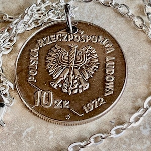 Poland Pendant Coin 50 Years Gdynia Sea Port Polish Necklace Jewelry Charm Gift For Friend Charm Gift For Him, Her, World Coins Collector