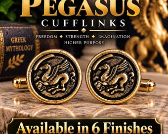Pegasus Cufflinks, Winged Horse Cuff Links, Greek Mythology Gift, Freedom Strength Symbol, Unique Gift for Him