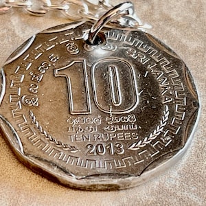 Sri Lanka Coin Necklace 10 Rupee Coin Pendant Handmade Custom Made Charm Gift For Friend Coin Charm Gift For Him, Coin Collector World Coins