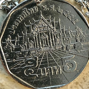 Tailandia moneda collar colgante 5 baht tailandés moneda Vintage hecho a medida monedas raras-entusiasta de la moneda-hecho a mano-accesorio de moda