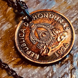 Honduras 2 Centavos Lempira Collar personal antiguo vintage hecho a mano joyería regalo amigo encanto para él su coleccionista de monedas mundial