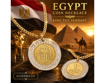 Egyptische Toetanchamon munt ketting koning Tut hanger één pond sieraden farao Egypte geschiedenis cadeau Unisex statement stuk