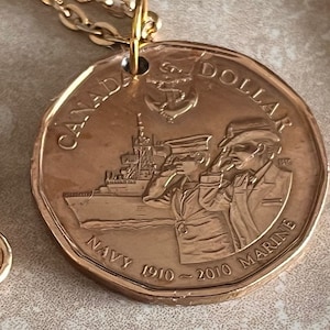Canada Coin Necklace 2010 Navy Centennial Loon Dollar Loonie Personal Handmade Jewelry Gift Friend Charm For Him Her World Coin Collector