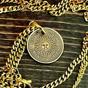 Argentina Coin Necklace Libertad Argentinian 5 Centavos Del Rio Personal Handmade Jewelry Gift Friend Charm Him Her World Coin Collector