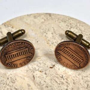 United States Penny Coin Cuff Links USA Cent Cufflinks Personal Vintage Handmade Jewelry Gift Friend Charm For Him Her World Coin Collector