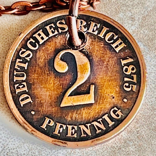 Allemagne 2 pfenning Rentenpfennig Collier pièce de monnaie allemand sur mesure, cadeau breloque pour un ami, breloque pour pièce de monnaie, cadeau pour lui, collectionneur de pièces de monnaie, pièces du monde