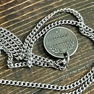 Belgium 2 Francs Coin Pendant – 1944 WWII Allied Issue | Vintage Belgian Jewelry | Handmade Wartime Gift | Rare Historical Charm