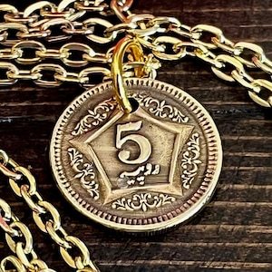 Pakistan Coin Pendant Necklace 5 Rupees Pakistani Personal Old Vintage Handmade Jewelry Gift Friend Charm For Him Her World Coin Collector