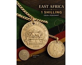 East Africa Coin Necklace Charm 1 Shilling African Pendant Vintage Currency Handmade Travel Heritage Gift For Him Her Collector