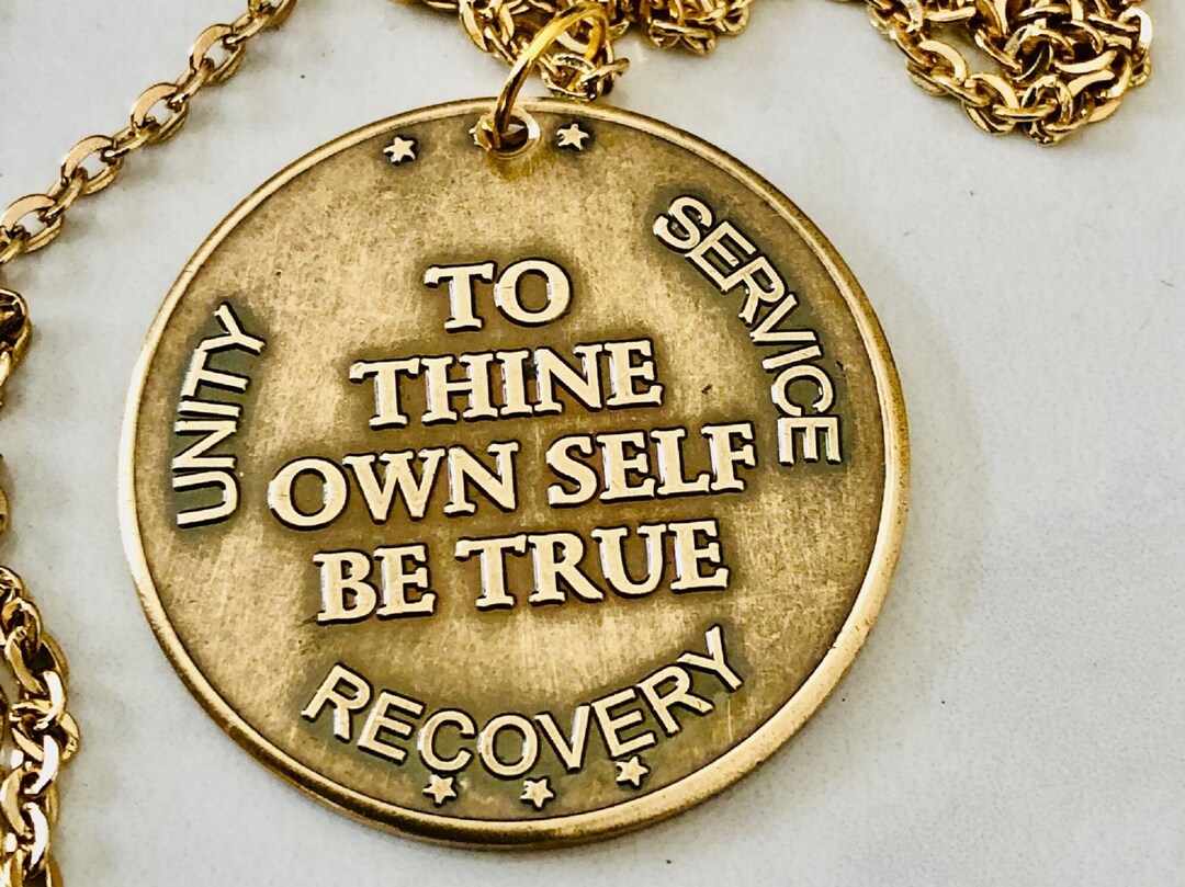 Aa Chain Coin Pendant AA Necklace Serenity Prayer Addiction Alcoholics Anonymous ...