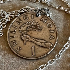 Tanzania 1 Shilling Moja Coin Pendant Necklace Tanzanian Personal Handmade Jewelry Gift Friend Charm For Him Her World Coin Collector